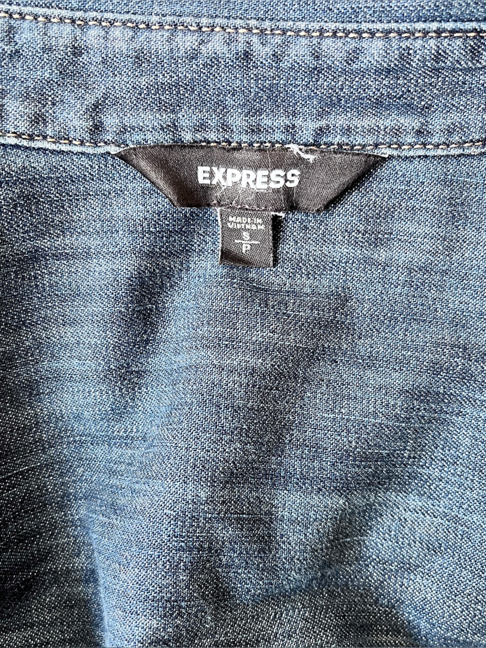Express Blue Denim Short Sleeve 100% Cotton Shirt Dress Size S - Picture 5 of 6